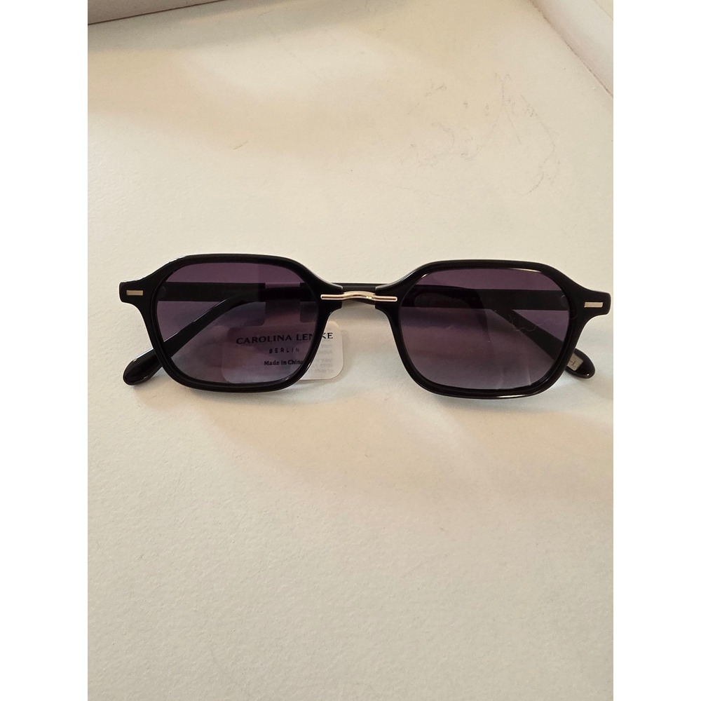 Carolina Lemke Berlin Dean Sunglasses Black Gold Bridge CL8161-1 Geometric Frame